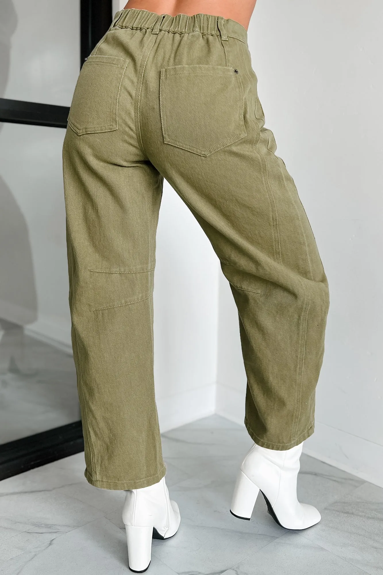 Hansen Hight Rise Barrel Jeans (Olive)