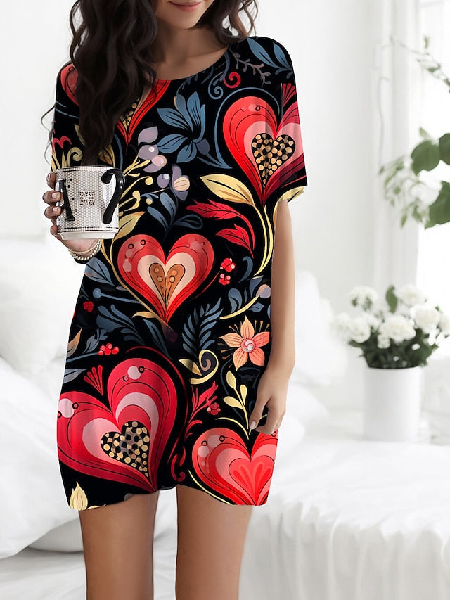 Heart Print Fleece Nightgown Bundle with Hooded Cardigan