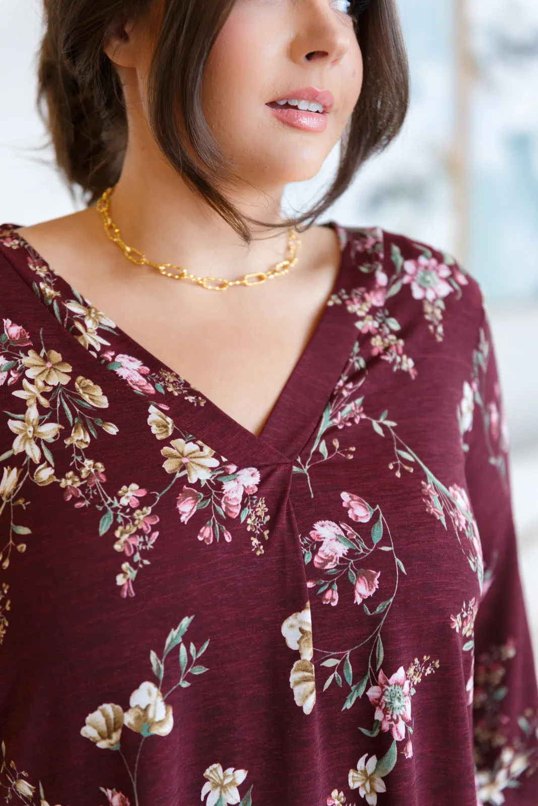 Hometown Classic Top in Wine Floral