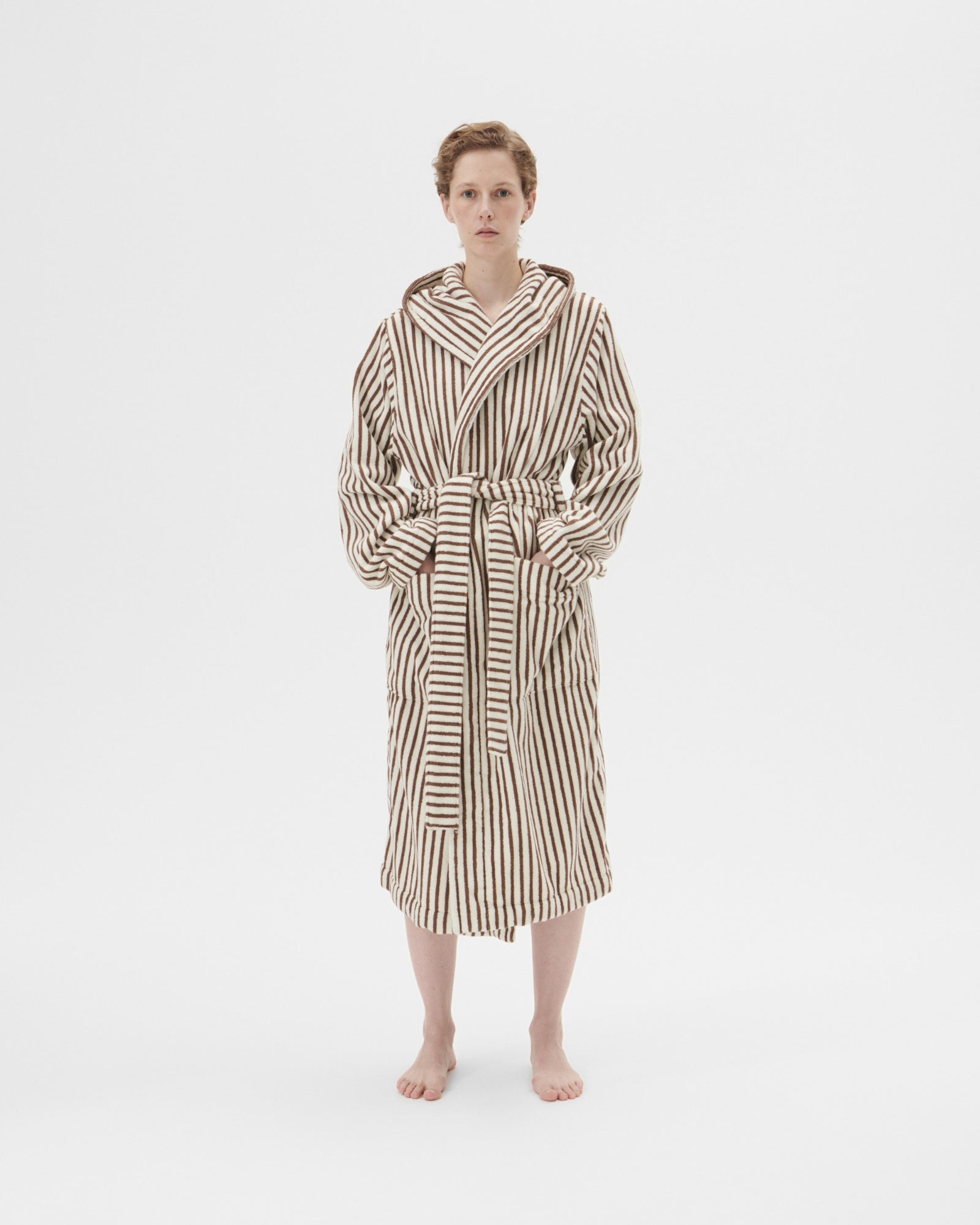 Hooded Bathrobe in Kodiak Stripes