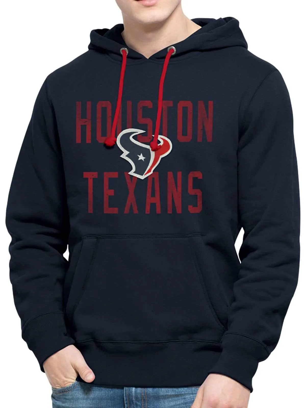 Houston Texans 47 Brand Navy Cross-Check Pullover Hoodie Sweatshirt