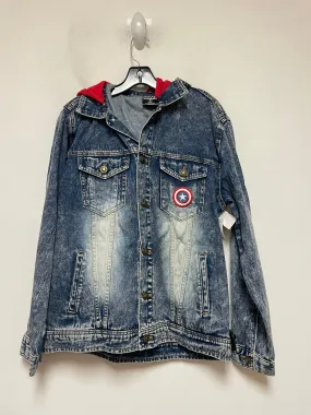 Jacket Denim By Clothes Mentor In Blue & Red & White, Size: M