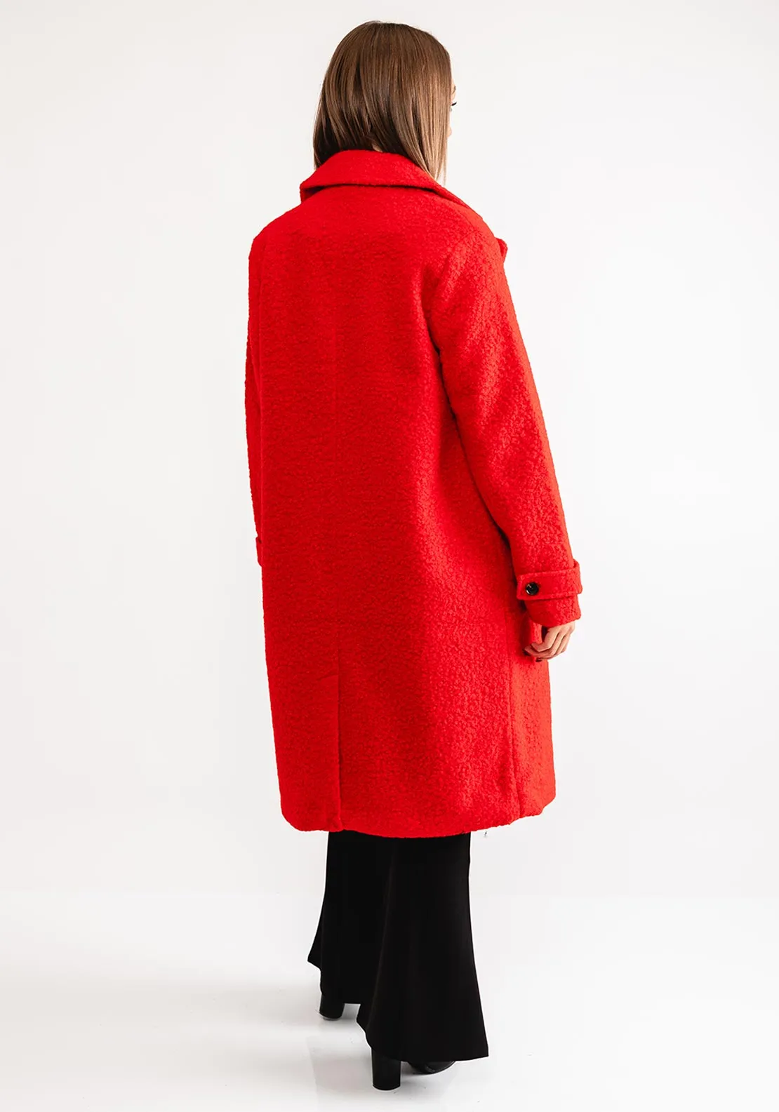 Kaffe Anne Teddy Long Coat, Red