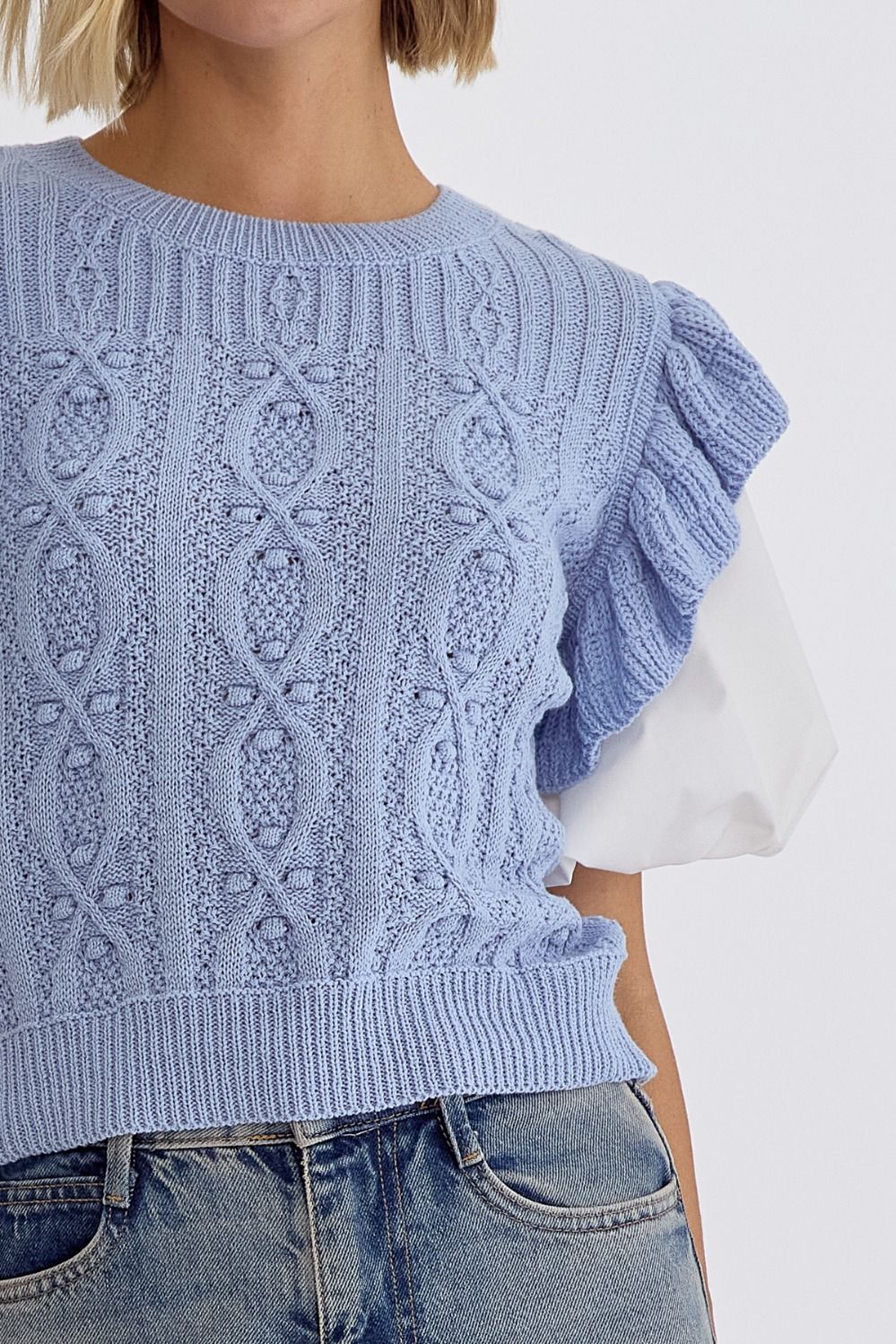 Knitted Round Neck Short Sleeve Top