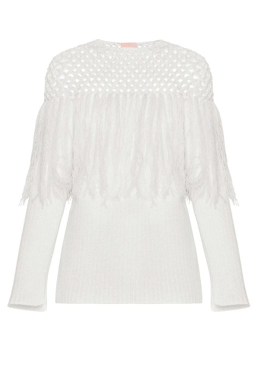 KNITTED SWEATER WITH FRINGES