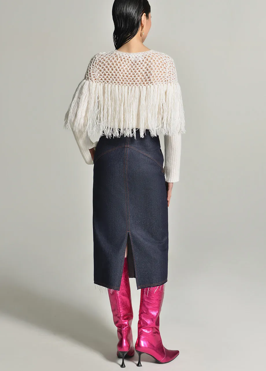 KNITTED SWEATER WITH FRINGES