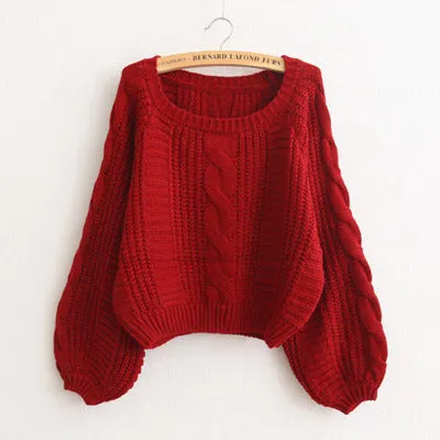 Lantern Sleeve Short Sweater