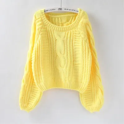 Lantern Sleeve Short Sweater