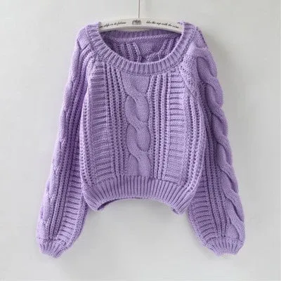 Lantern Sleeve Short Sweater