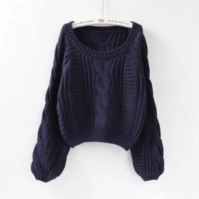 Lantern Sleeve Short Sweater