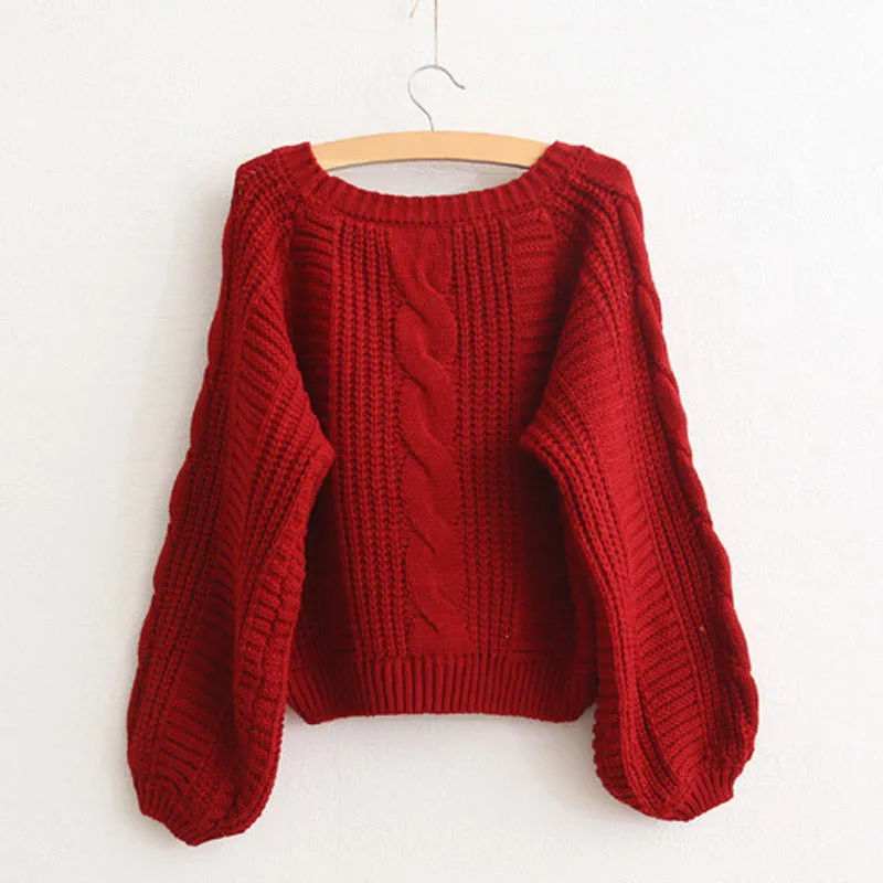 Lantern Sleeve Short Sweater