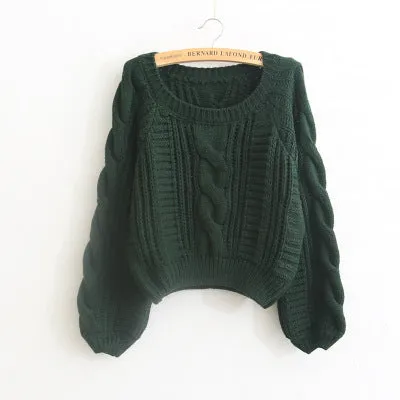 Lantern Sleeve Short Sweater