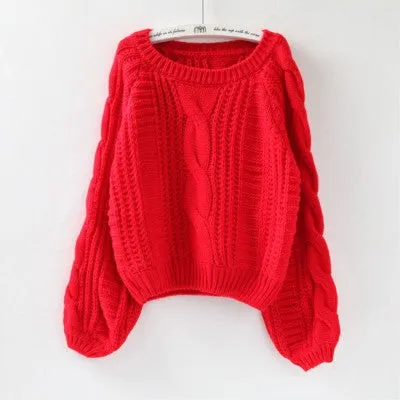 Lantern Sleeve Short Sweater