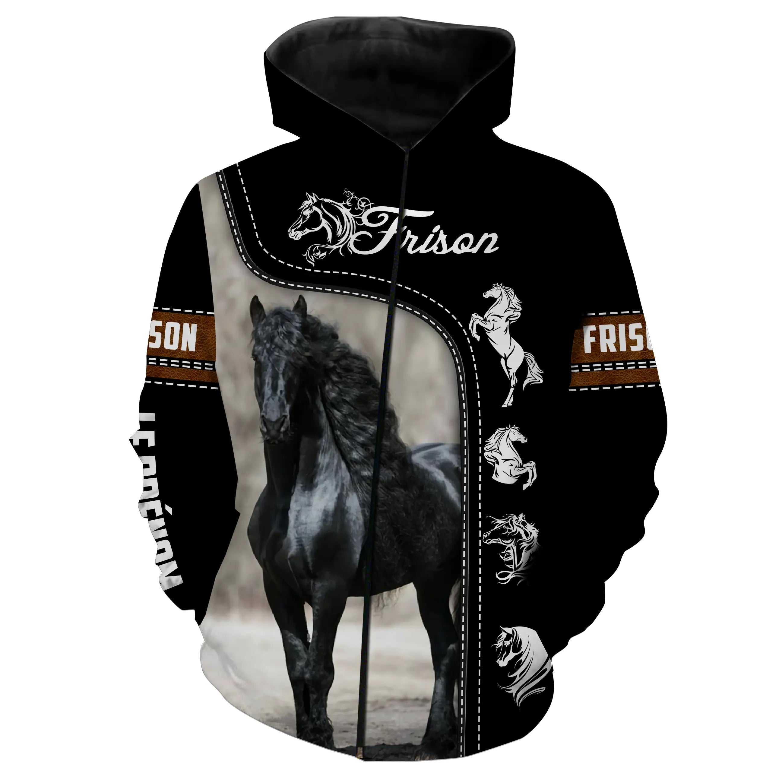 Le Frison, Race de Chevaux de Selle Pays-Bas, Amoureux des Chevaux, Chevaux Passion, 3D All-Over Tee Shirt Personnalisé, Cadeau 