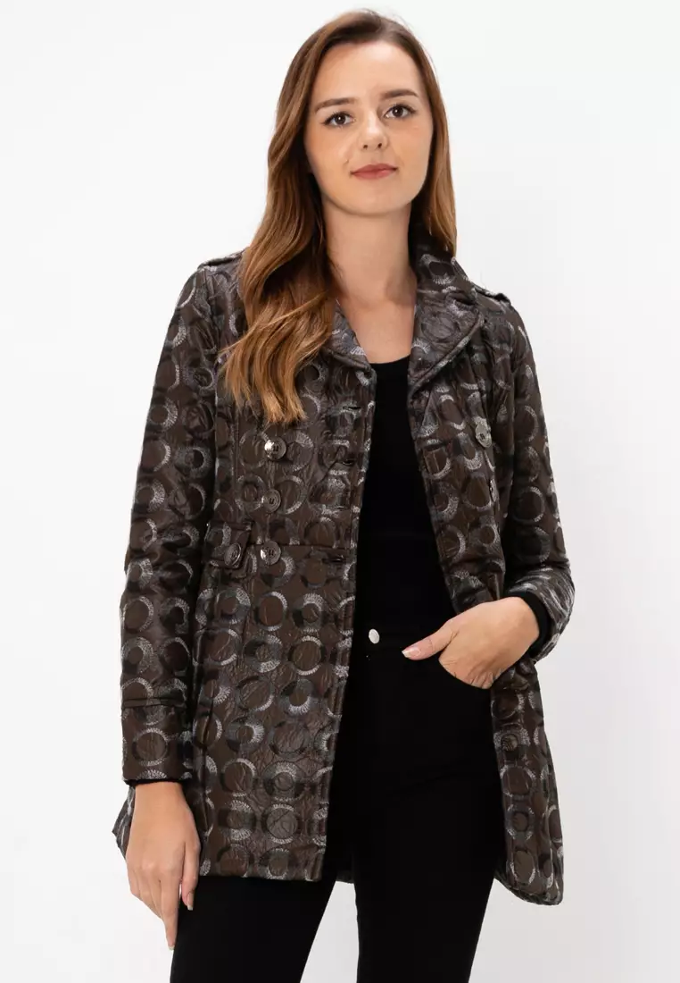 Lois LOIS LJK LADIES PATTERN TRENCH COAT