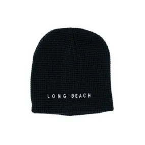 Long Beach Black Waffle Beanie