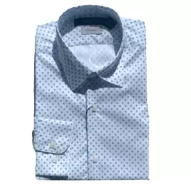 Marc New York Boys Skinny White/Blue Neat Dress Shirt MBS0030