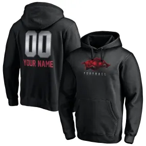 Men's Black Arkansas Razorbacks Personalized Any Name & Number Midnight Mascot Pullover Hoodie