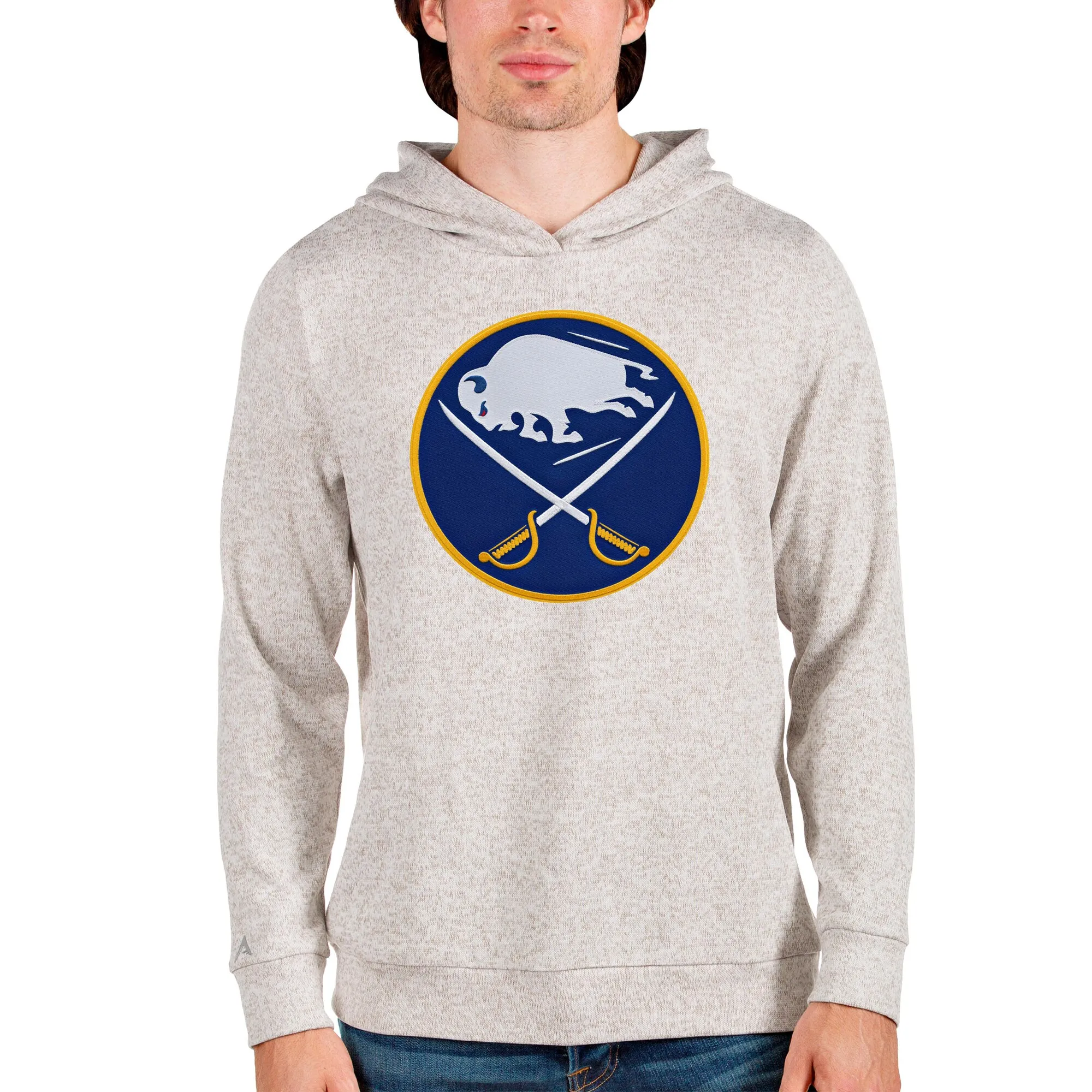 Men's Buffalo Sabres Antigua Oatmeal Absolute Pullover Hoodie