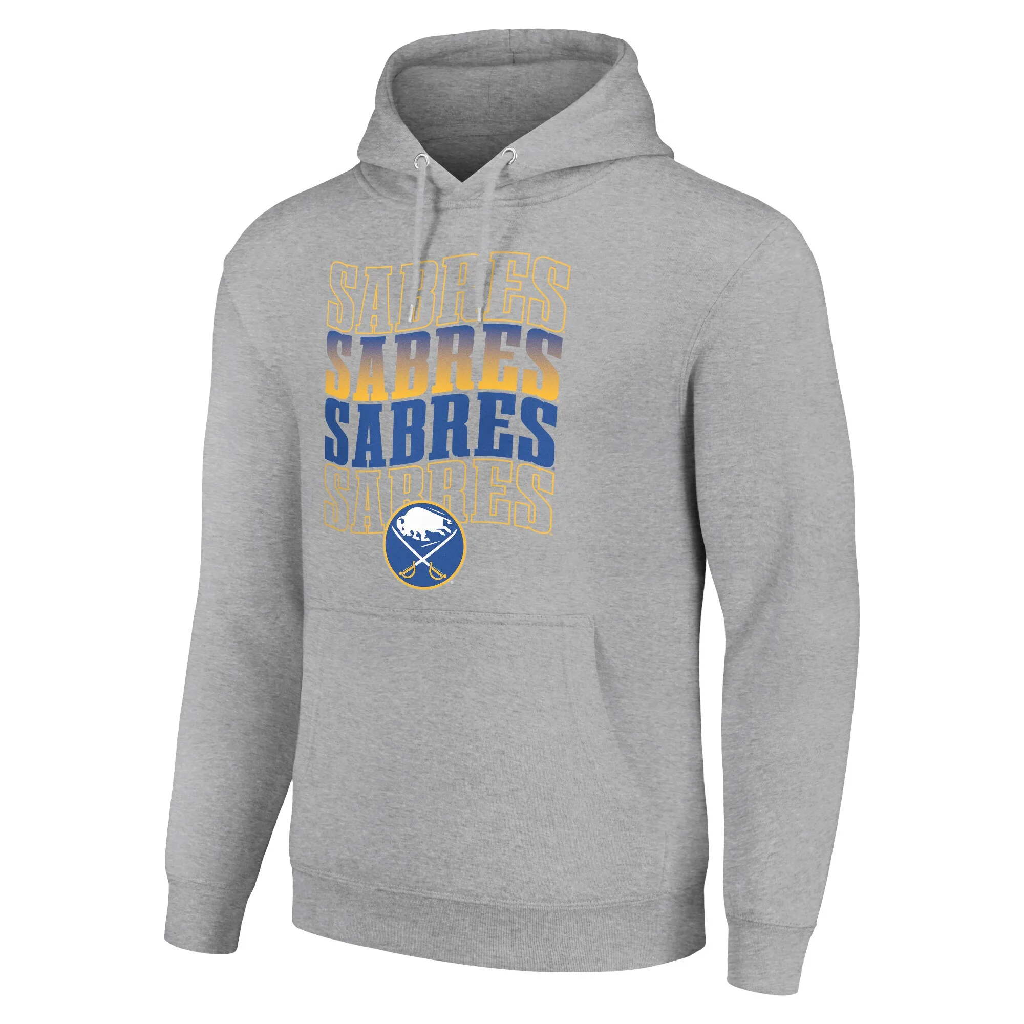 Men's Buffalo Sabres Starter Heather Gray Four Team Name Logo Fleece Pullover Hoodie