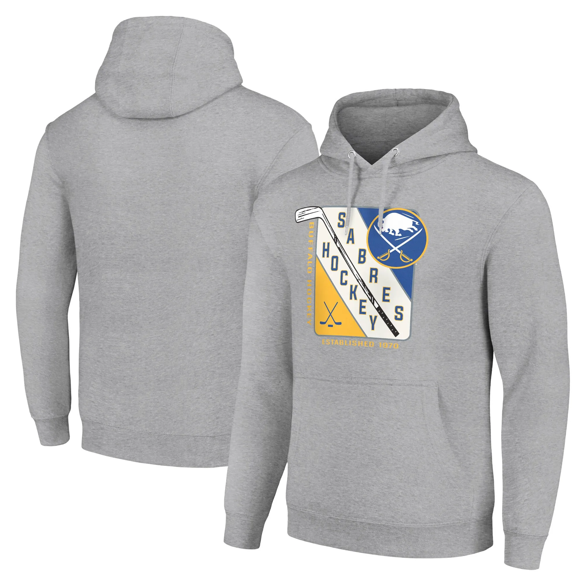 Men's Buffalo Sabres Starter Heather Gray Shield Logo Pullover Hoodie