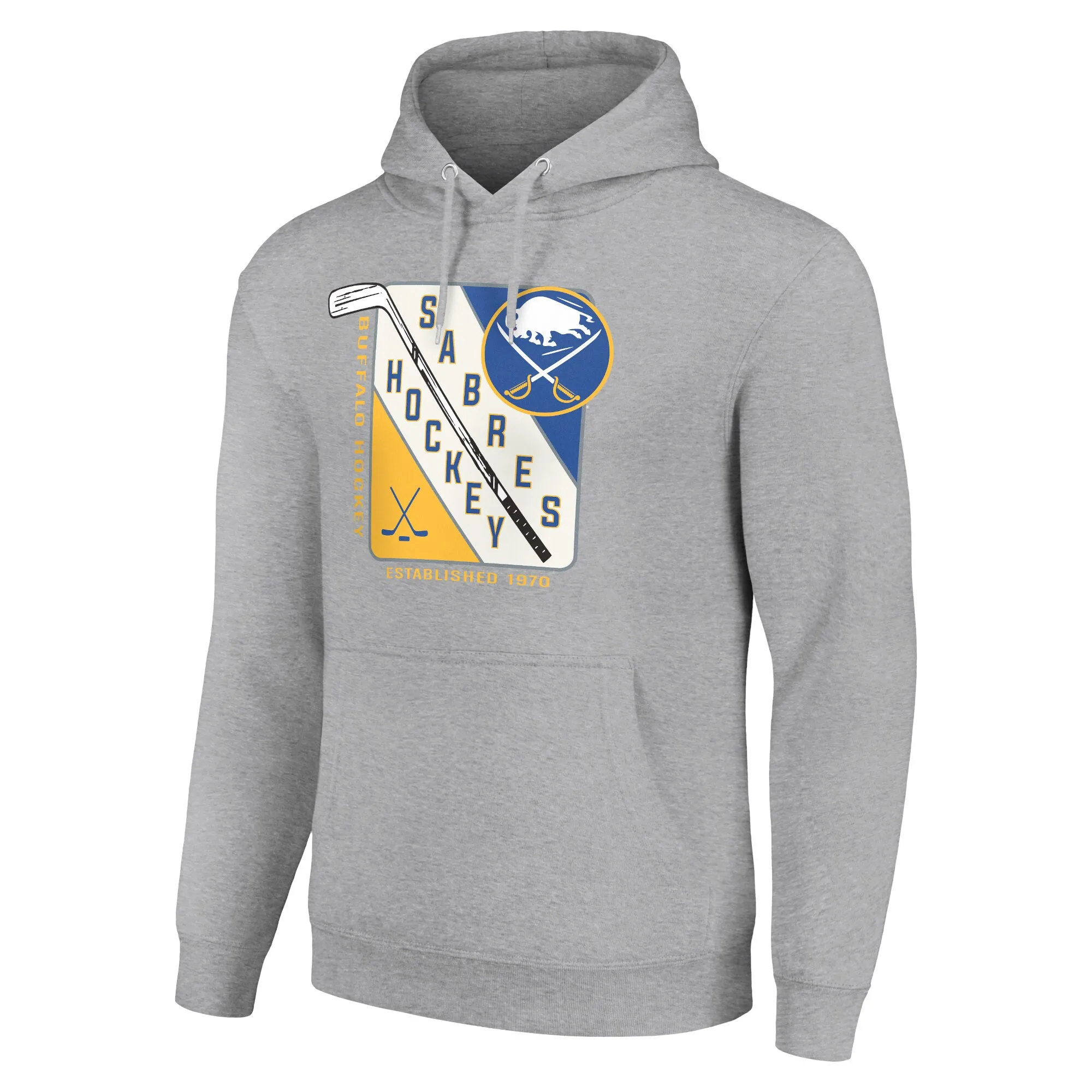 Men's Buffalo Sabres Starter Heather Gray Shield Logo Pullover Hoodie