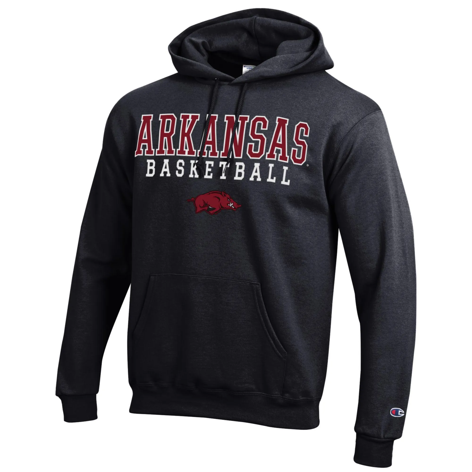 Men's Champion Black Arkansas Razorbacks Basketball Stack Pullover Hoodie