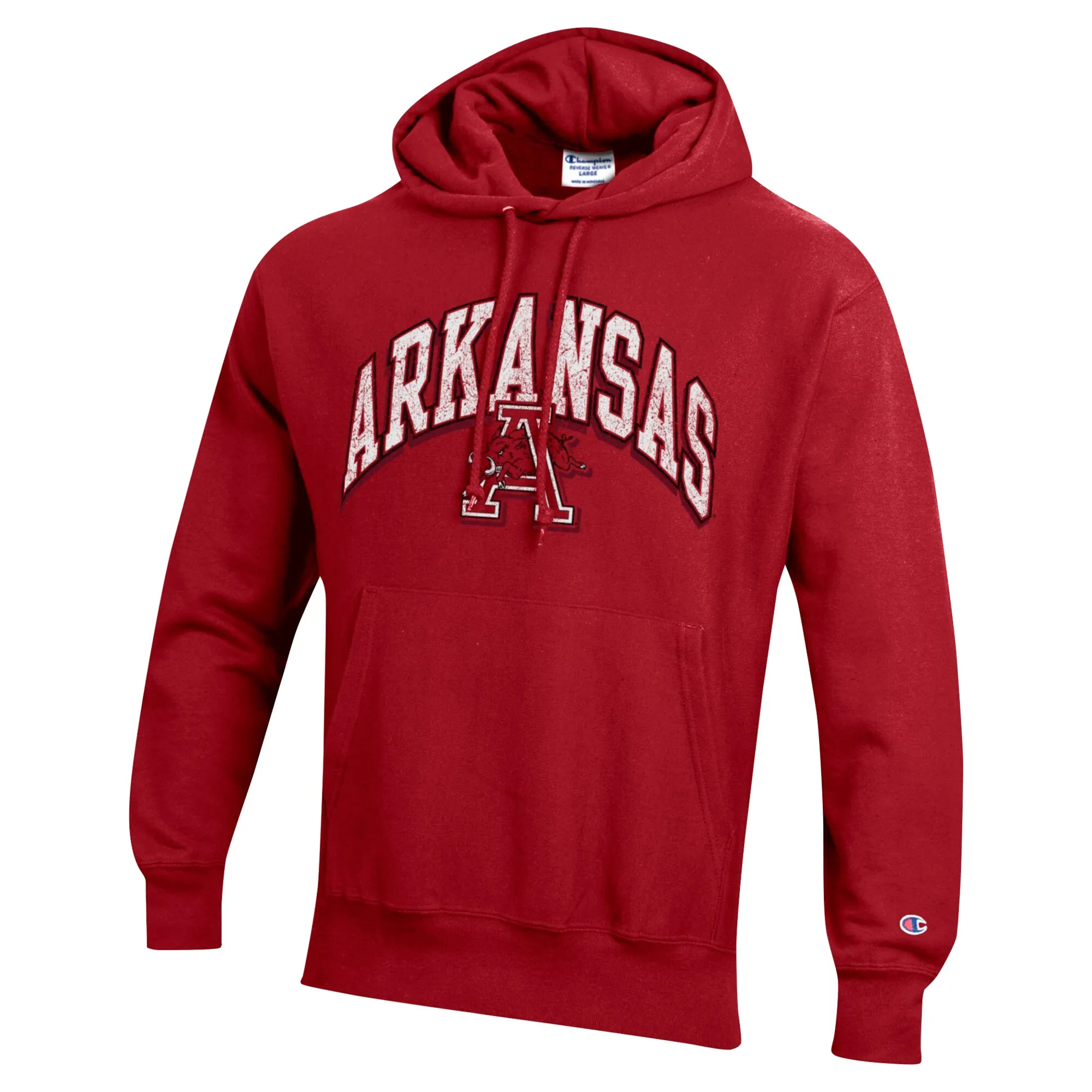 Men's Champion Cardinal Arkansas Razorbacks Vault Late Night Reverse Weave Pullover Hoodie