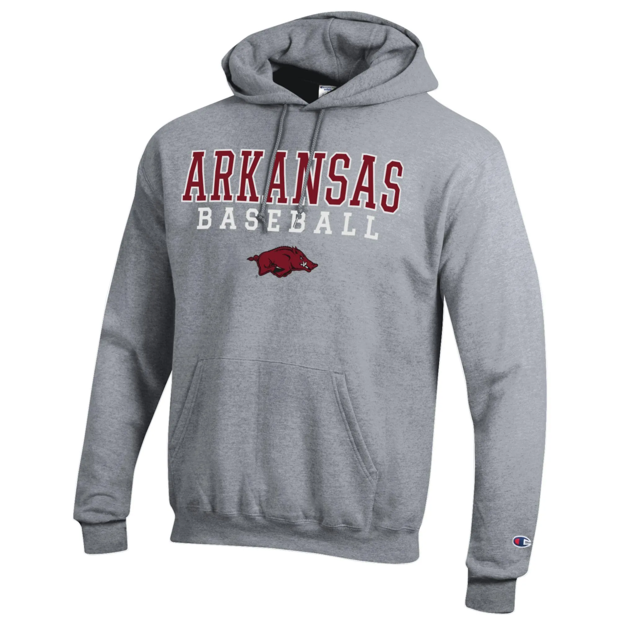 Men's Champion Gray Arkansas Razorbacks Baseball Stack Pullover Hoodie