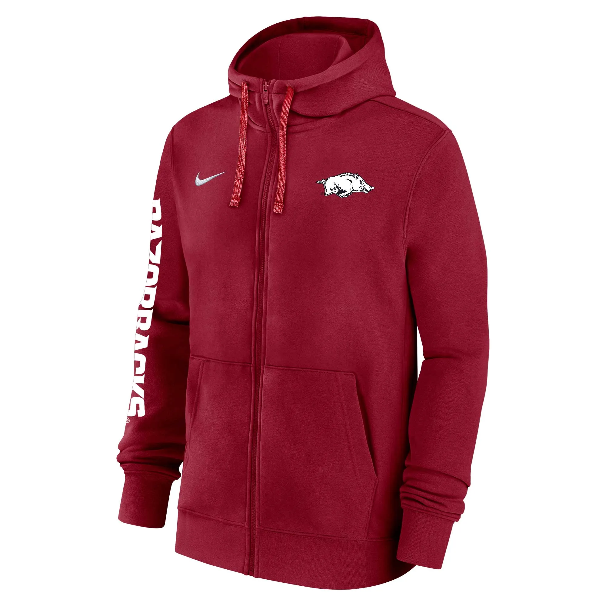 Men's Nike Crimson Arkansas Razorbacks 2024/25 Sideline Club Fleece Pullover Hoodie