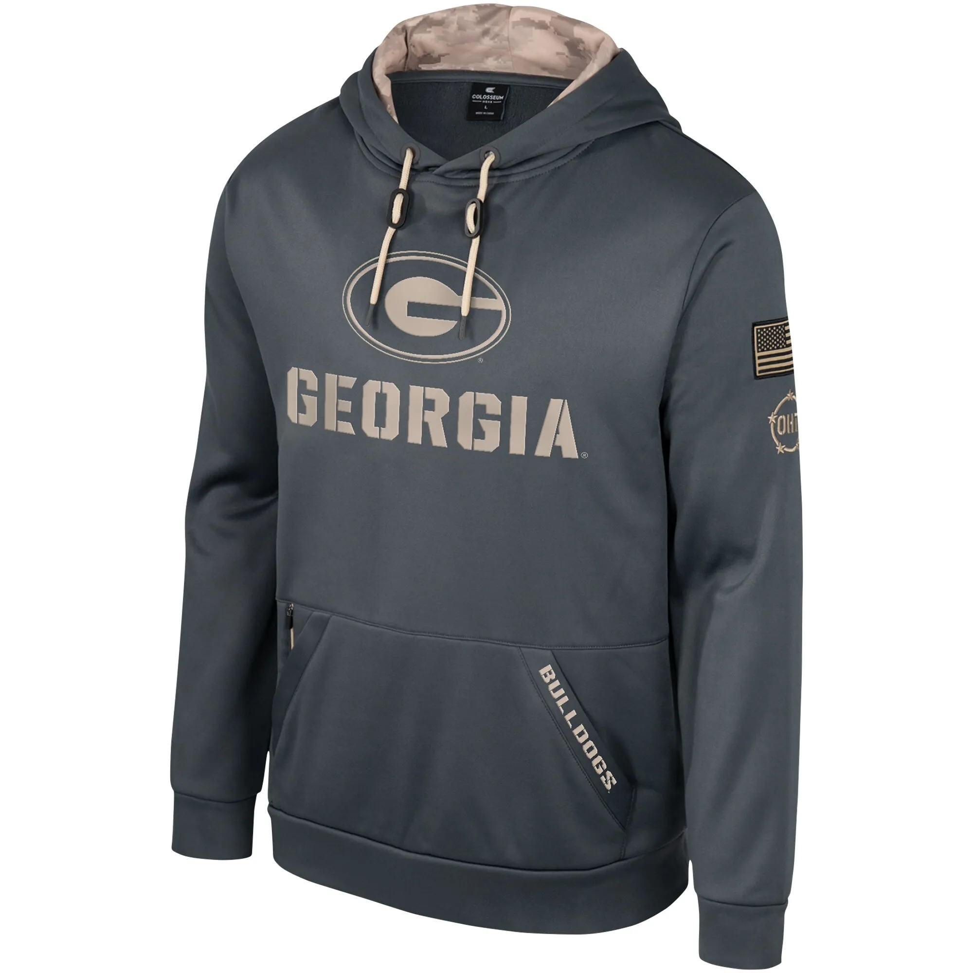 Men's Colosseum Charcoal Georgia Bulldogs OHT Military Appreciation Pullover Hoodie