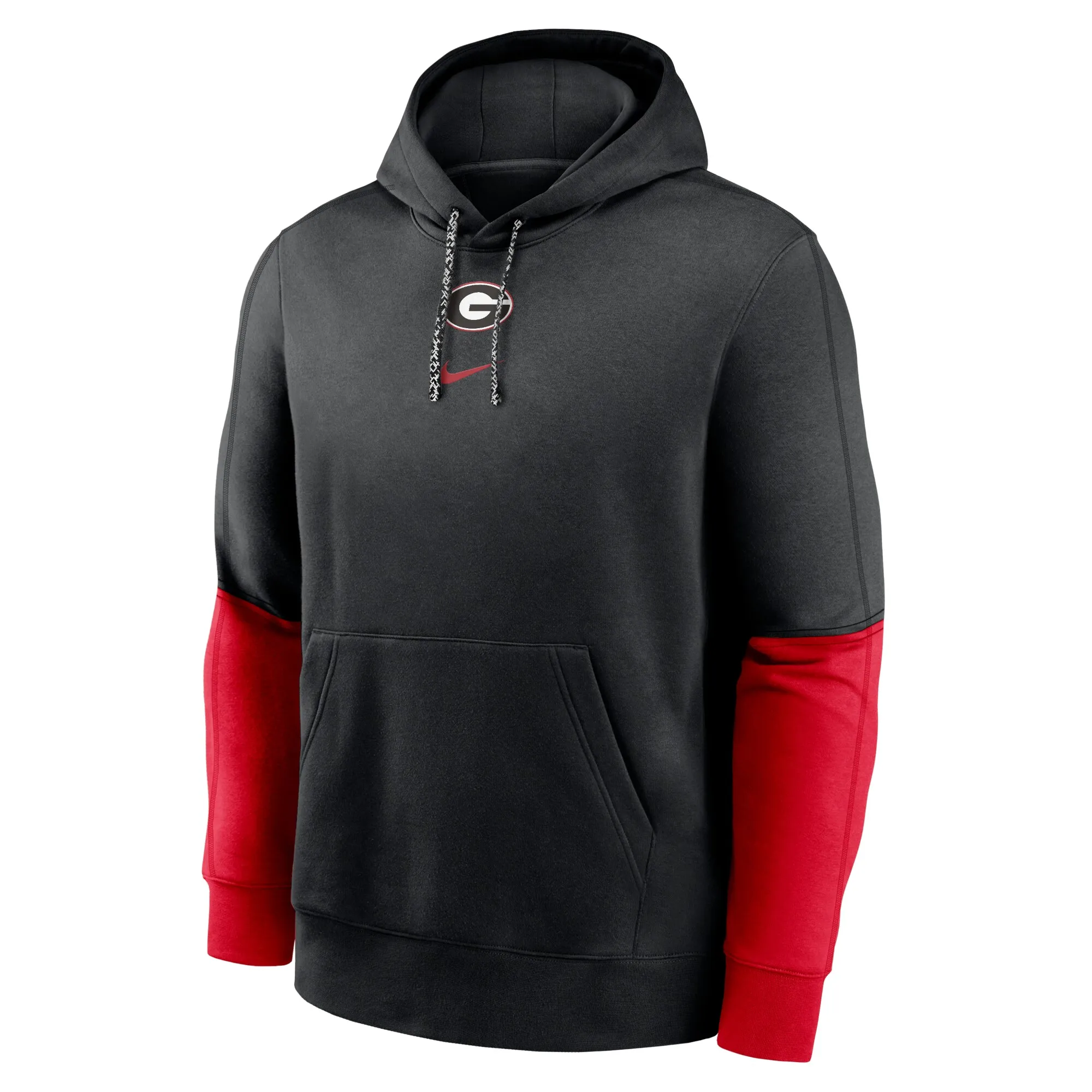 Men's Nike Black/Red Georgia Bulldogs 2024 Sideline Club Pullover Hoodie