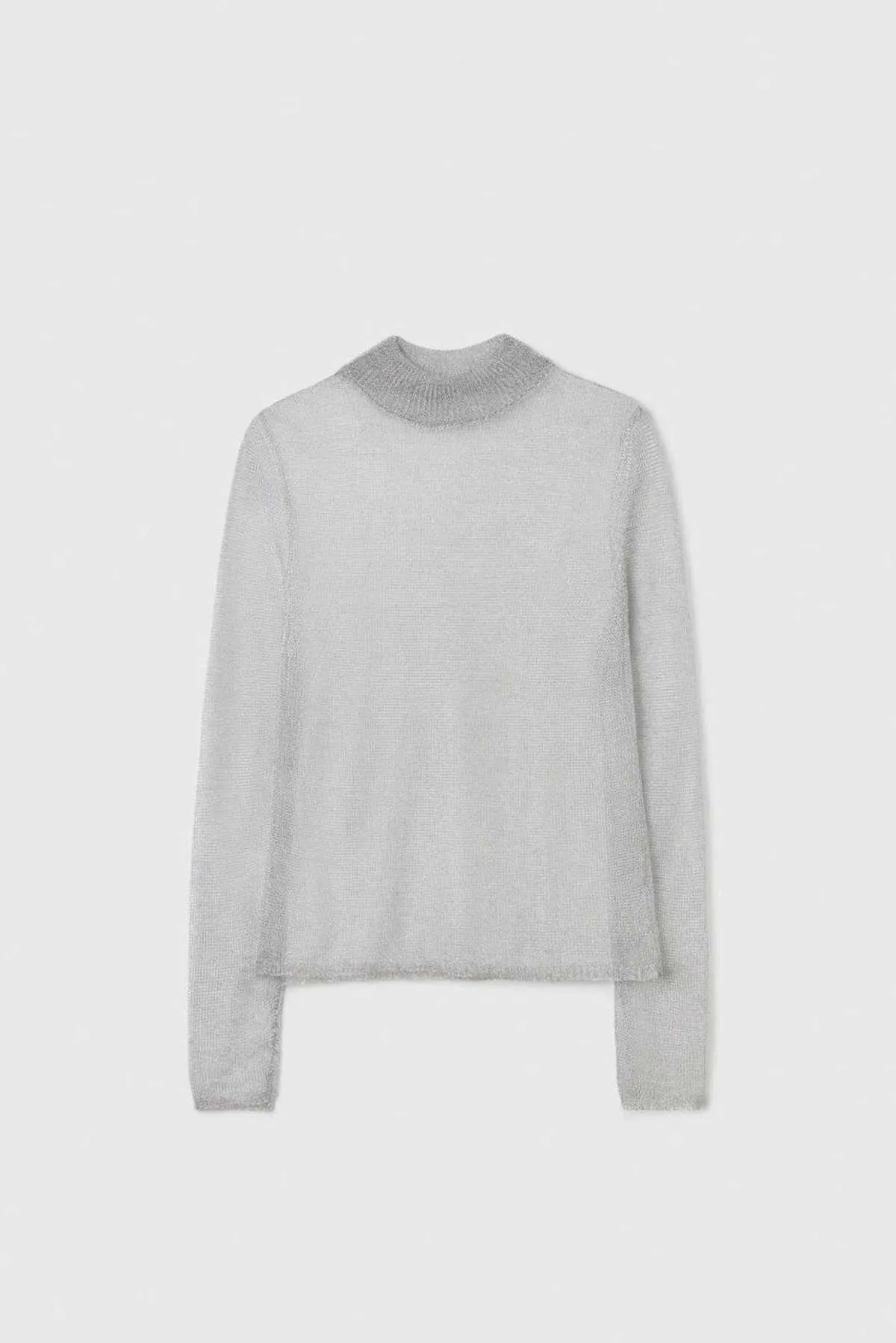 Mesh Turtleneck Sweater - Metallic