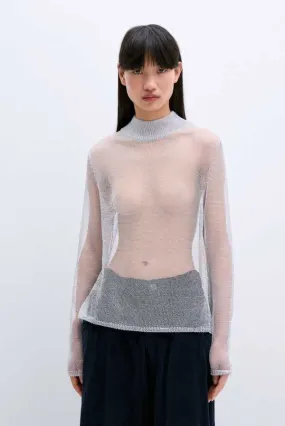 Mesh Turtleneck Sweater - Metallic