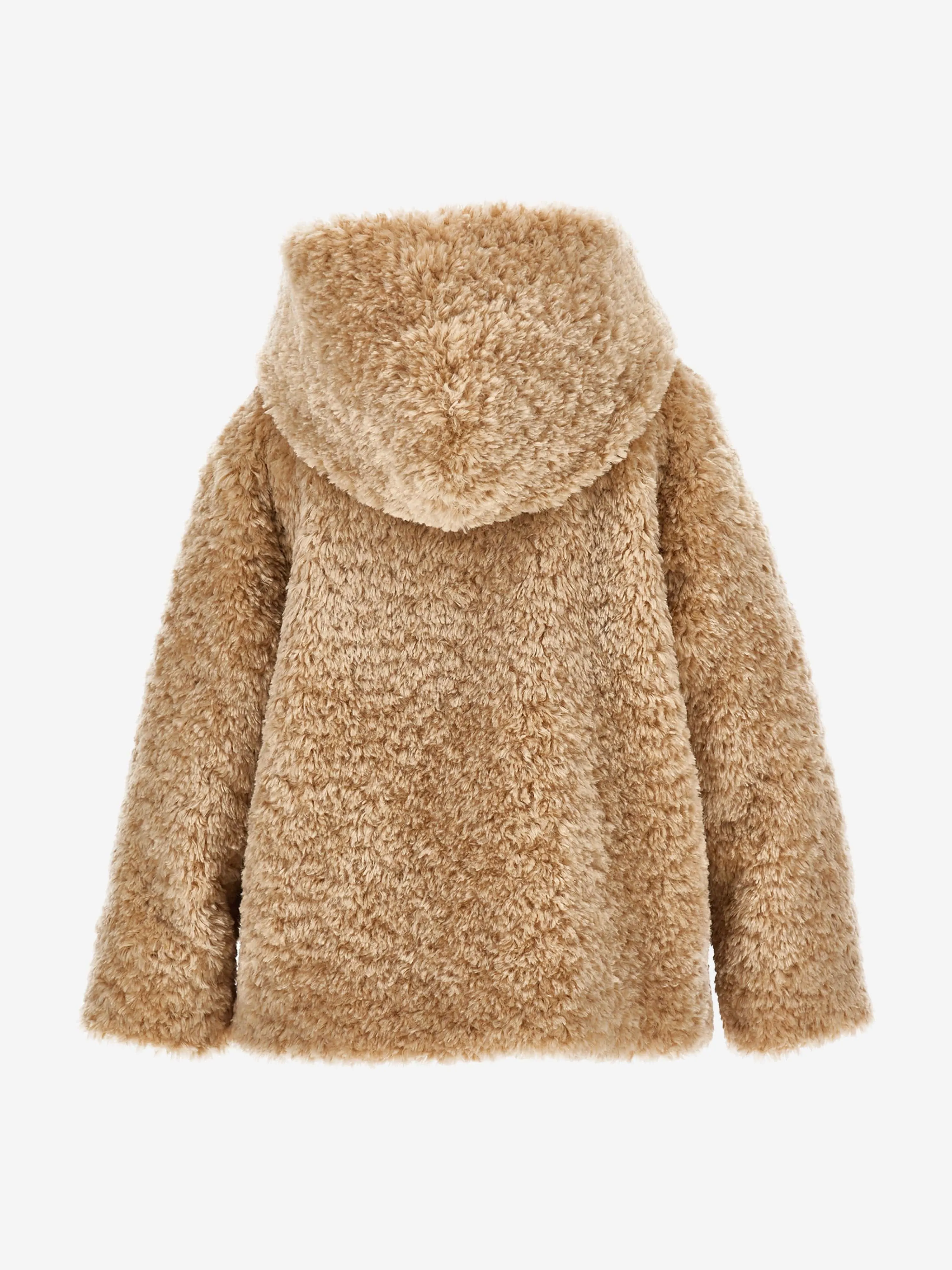 Monnalisa Girls Plush Faux Fur Jacket in Beige