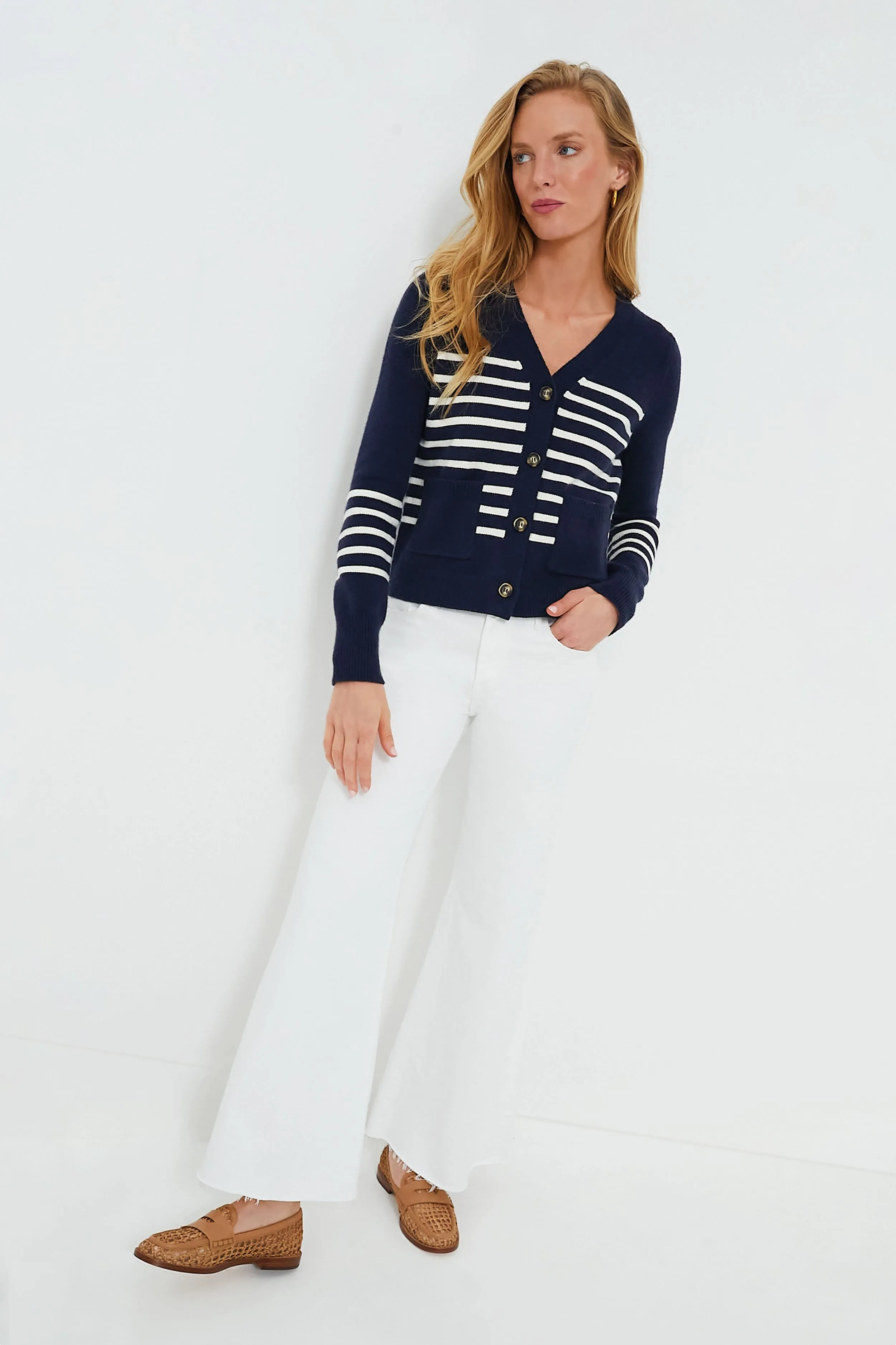 Navy and Ivory Nola Cardigan