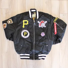 New Era Cap X Alpha Industries Collab MA-1M PITTSBURG PIRATES Nylon Bomber Jacket (Black Camo)