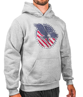 NEW! Land of Free Softtech Lightweight Fleece Hoodie by WSI  Made in USA 672BLHL3X