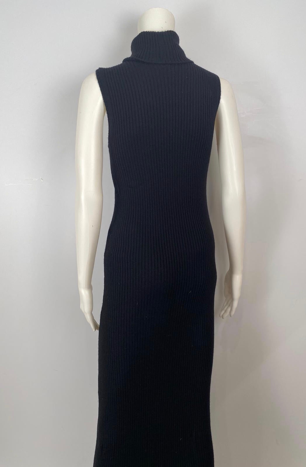 NWT 99A 1999 Fall Vintage Chanel black maxi turtleneck sweater dress FR 40 US 4/6