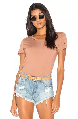 NYTT Distressed Tee Shirt Light Coco