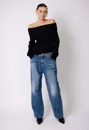 Off The Shoulder Sweater - Black