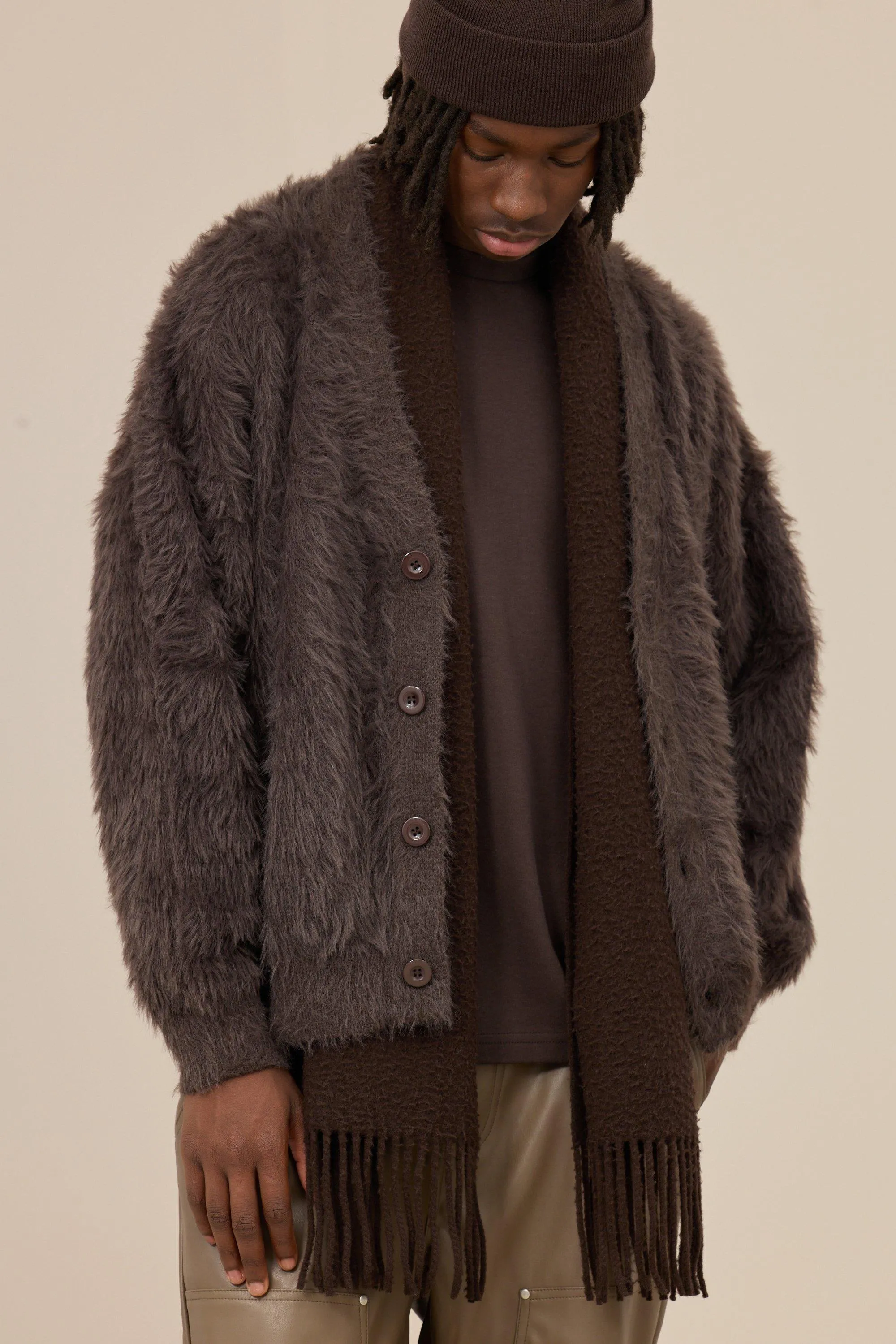 Oversized Boxy Super Fluffy Knitted Cardigan