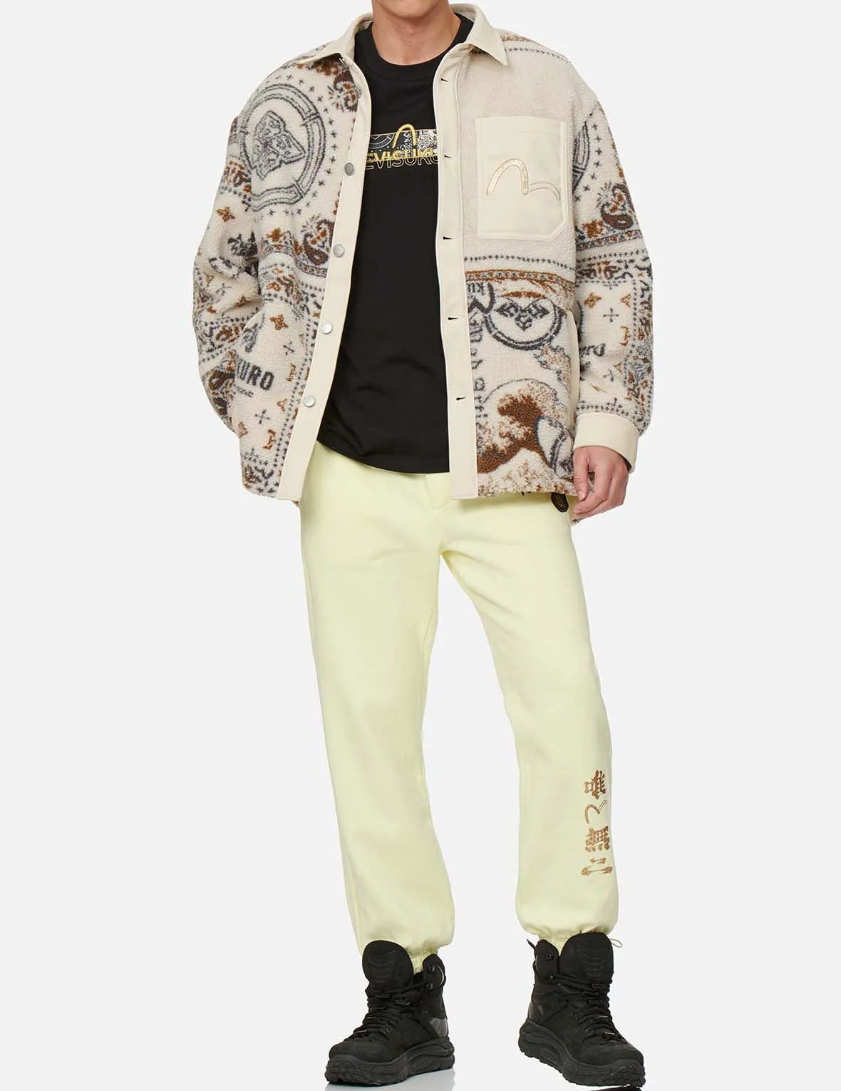 Paisley Print Sherpa Padded Shirt Jacket