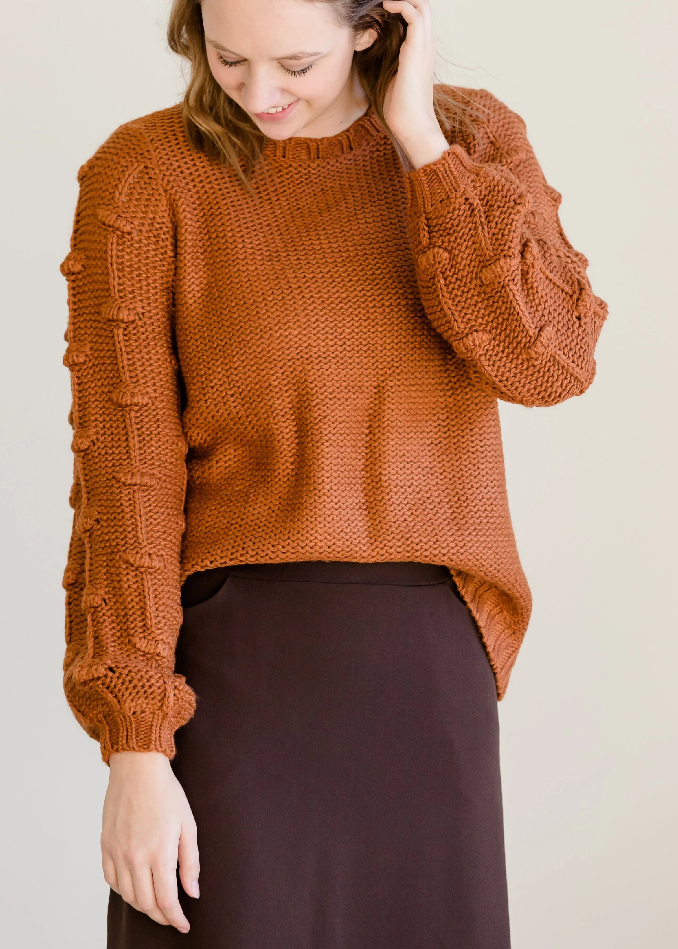 Puff Sleeve Crew Neck Sweater