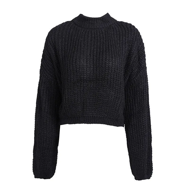 Pure Color Round Neck Sweater