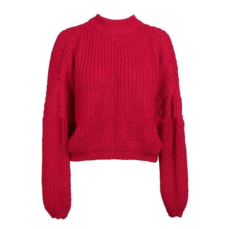 Pure Color Round Neck Sweater