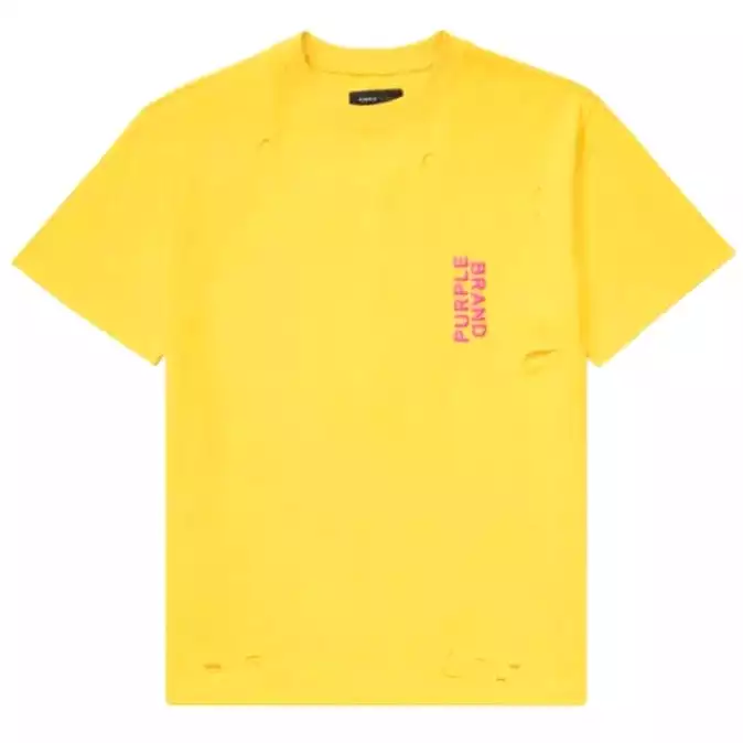 Purple Brand Distressed Dandelion Stacked Heavy Jersey SS Tee (Yellow)