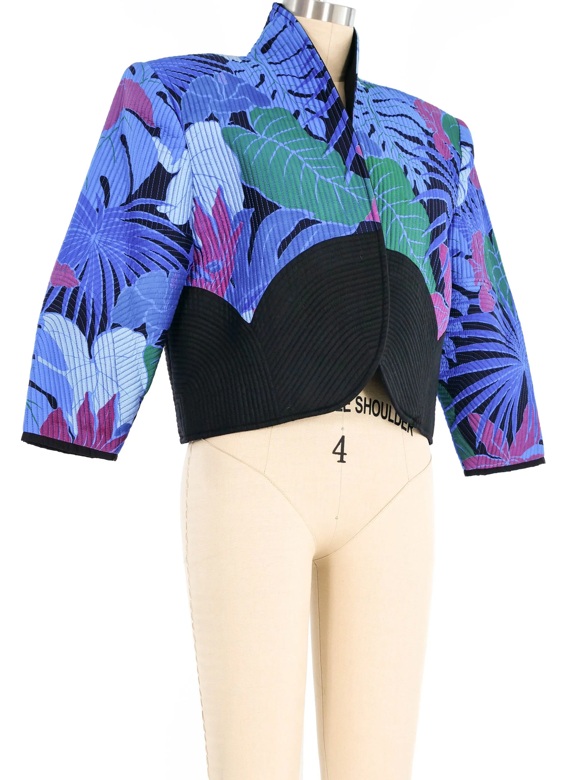 Quilted Floral Thai Silk Jacket