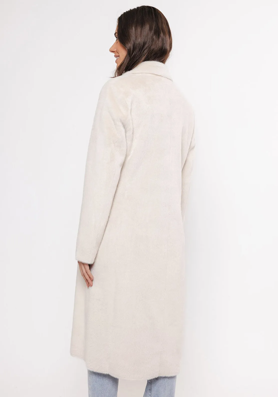 Rino and Pelle Saami Long Faux Fur Coat, Off-White