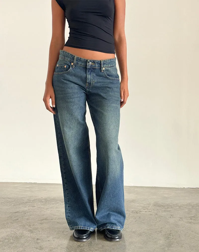 Roomy Extra Wide Low Rise Jeans in Bright Blue